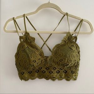 Anemone lace crochet bralette in Olive